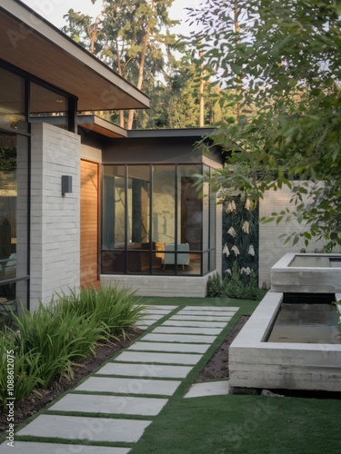 Modern Contemporary Home with Floor-to-Ceiling Windows and Beautiful Landscaping