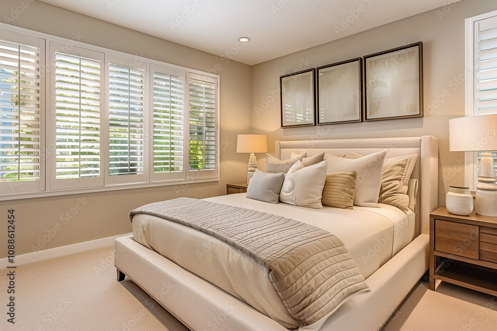 Fototapeta premium Nordic style, interior bedroom