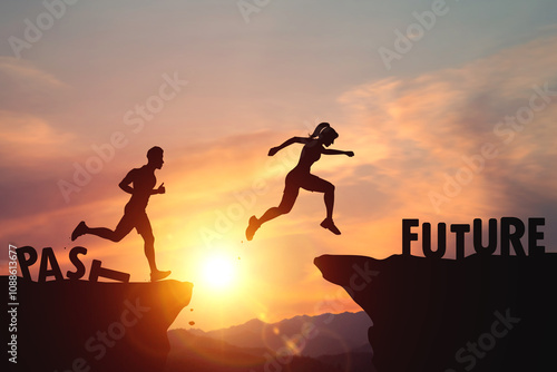 Billede på lærred Self-improvement, past and future concept
