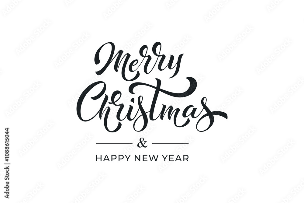 Merry Christmas and Happy New Year hand lettering calligraphy. Vector holiday illustration element. Typographic element for congratulations. Merry Christmas and Happy New Year hand lettering calligraphy. Vector holiday illustration element. Typographic element for congratulations.