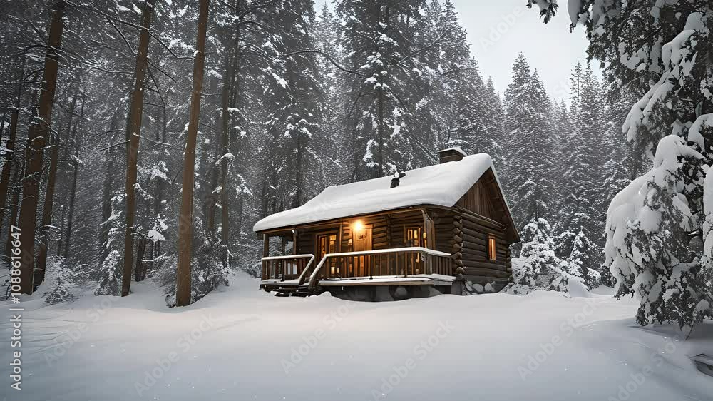 custom made wallpaper toronto digitalCozy Cabin in Snowy Forest: Winter Wonderland Escape