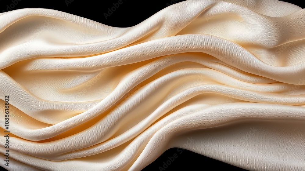 Obraz premium Elegant Cream Silk Fabric Drape Soft Texture Background