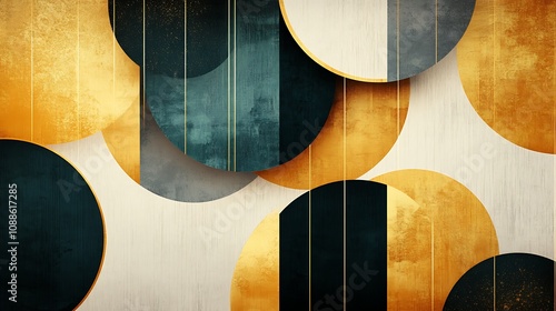 close up of a guitar, Modern Abstract Geometric Background with Overlapping Gold and Dark Circles – Elegant Minimal Art