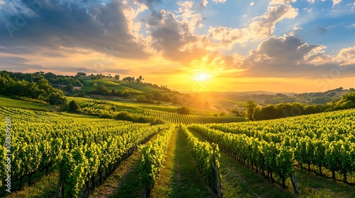 Wallpaper Mural Vineyard Sunset Landscape Torontodigital.ca