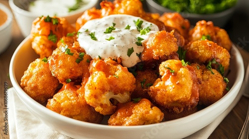 Crispy Buffalo Cauliflower Bites with Ranch Dressing: A Delicious and Healthy Appetizer