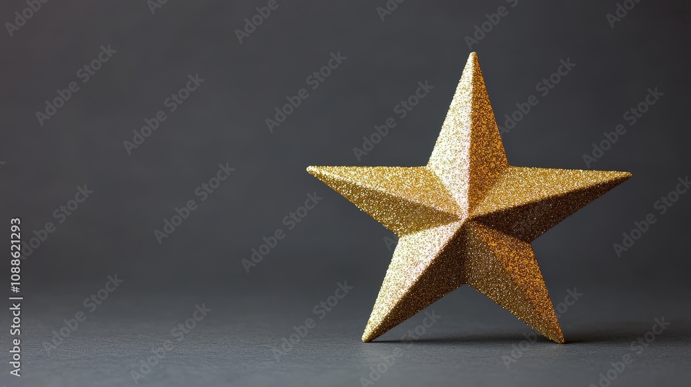 Obraz premium Glittery Gold Star on Dark Background Festive Christmas Decoration
