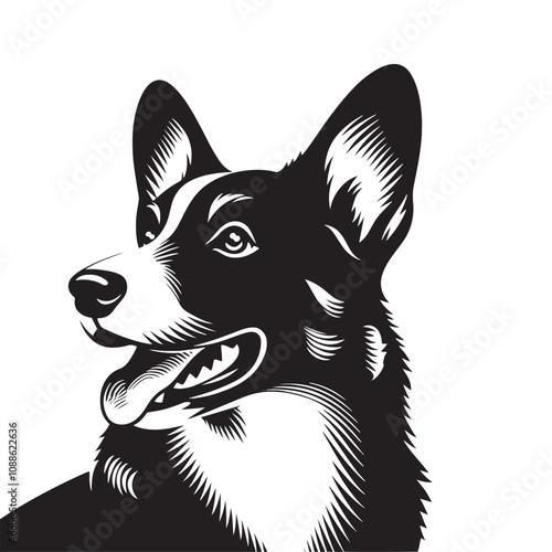 Cardigan Welsh Corgi Silhouette - Cardigan Welsh Corgi Vector - Illustration of Cardigan Welsh Corgi.