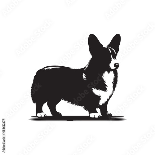 Cardigan Welsh Corgi Silhouette - Cardigan Welsh Corgi Vector - Illustration of Cardigan Welsh Corgi.