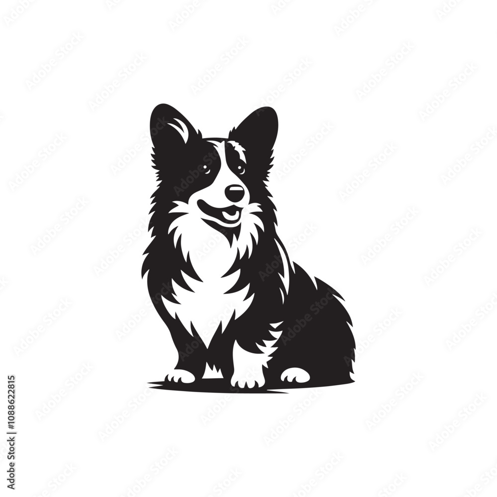 Obraz premium Cardigan Welsh Corgi Silhouette - Cardigan Welsh Corgi Vector - Illustration of Cardigan Welsh Corgi.