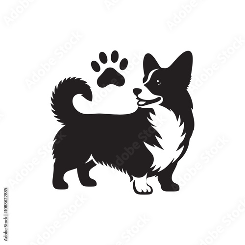 Cardigan Welsh Corgi Silhouette - Cardigan Welsh Corgi Vector - Illustration of Cardigan Welsh Corgi.