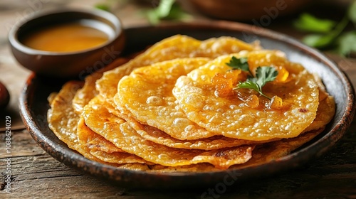 khasta roti with ghee and jaggery indian food photo