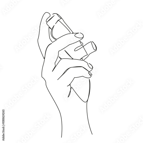 One continuous single drawing line art flat doodle medicine, asthma medicine, breathing, healthy breathing, medicine, spasm, disease. Isolated image hand draw contour on a white background, hand drawn