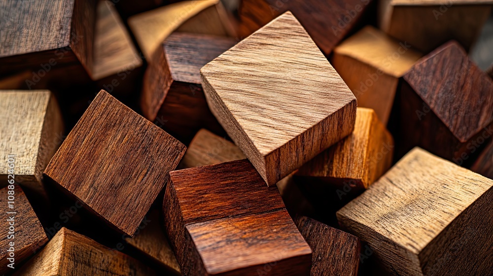 Wooden Blocks Texture: Close Up of Geometric Shapes and Natural Wood Grain Wooden Blocks Texture: Close Up of Geometric Shapes and Natural Wood Grain