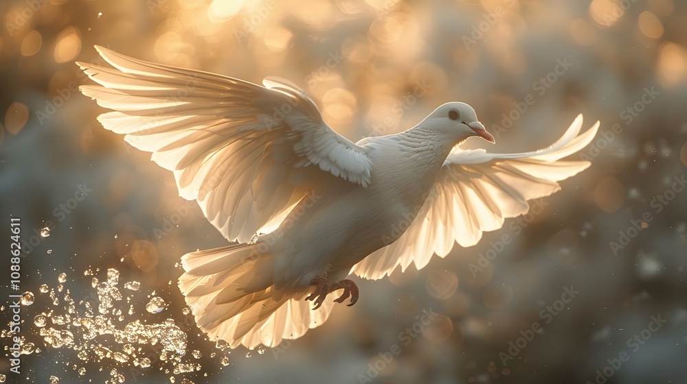 Fototapeta premium The dove as a sign of divine protection. AI generated