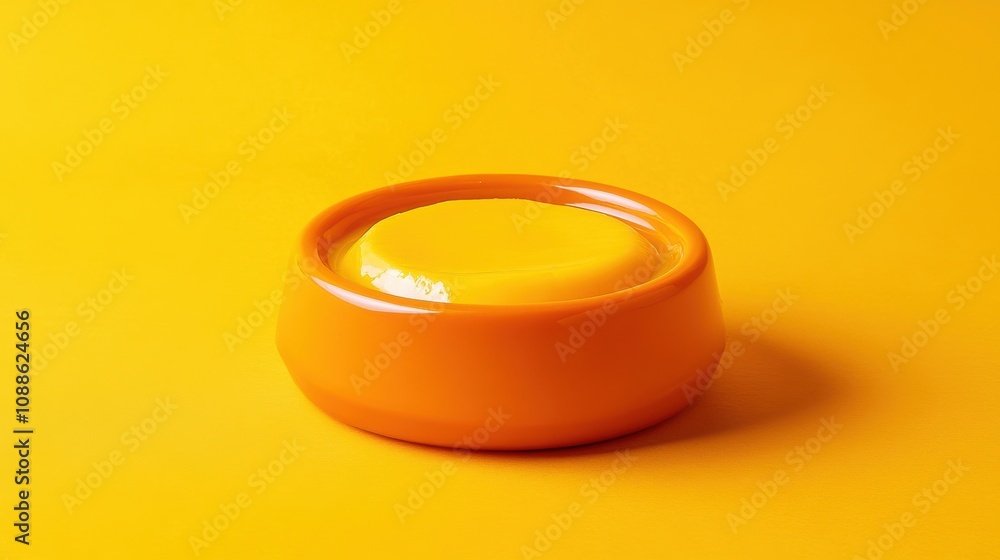Bright and Vibrant Yellow Bowl with Smooth Creamy Texture on a Solid Color Background Ideal for Food Photography and Creative Culinary Designs Bright and Vibrant Yellow Bowl with Smooth Creamy Texture on a Solid Color Background Ideal for Food Photography and Creative Culinary Designs