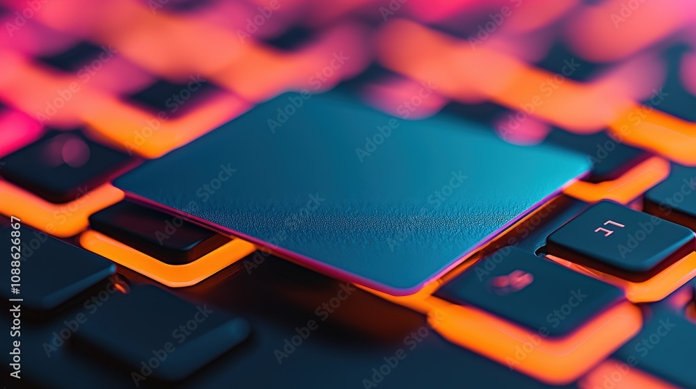 Online Payment Blue Credit Card on Illuminated Keyboard Online Payment Blue Credit Card on Illuminated Keyboard