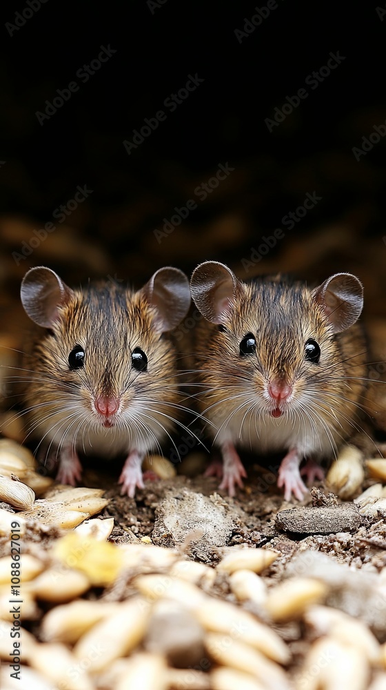 Two Adorable Mice Looking at Camera Two Adorable Mice Looking at Camera