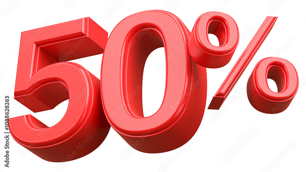 50 Percent Off Discount Red Number 3D Render 50 Percent Off Discount Red Number 3D Render