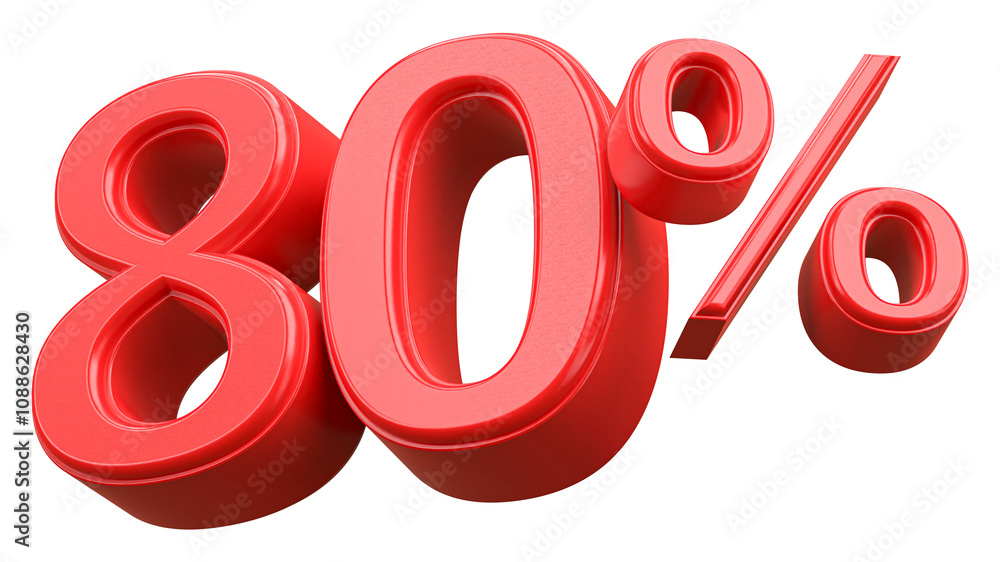 80 Percent Off Discount Red Number 3D Render 80 Percent Off Discount Red Number 3D Render