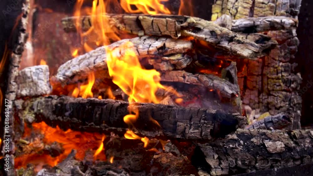 fire in the open air, smoke and ashes in the fire fire in the open air, smoke and ashes in the fire