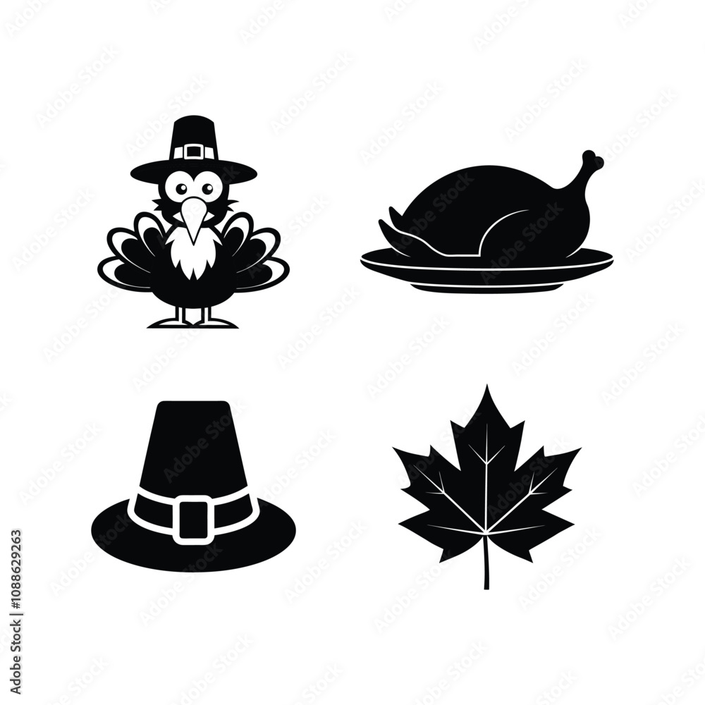 Set of Thanksgiving vector silhouette art illustration Set of Thanksgiving vector silhouette art illustration