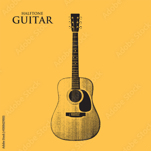 Musical instruments in oil painting and halftone form