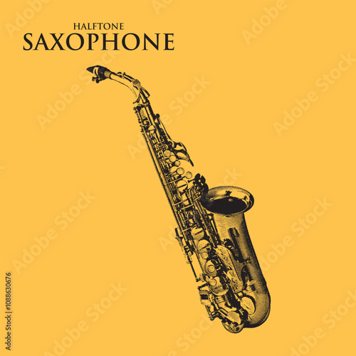Musical instruments in oil painting and halftone form
