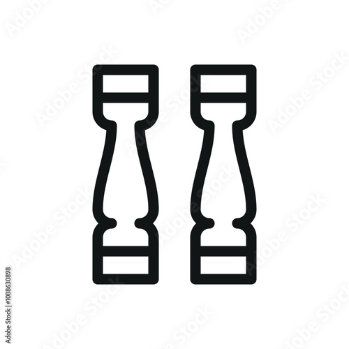 Wooden balusters isolated icon, wood porch spindles vector symbol with editable stroke