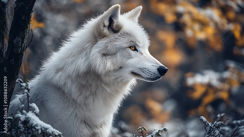 Obraz premium Arctic Wolf in Autumn Forest