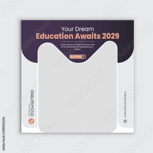 Education square flyer or web banner social media post template.