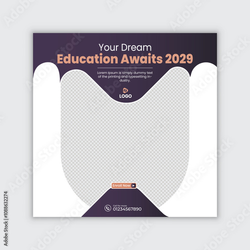 Education square flyer or web banner social media post template.