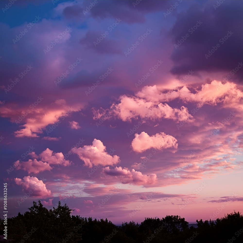 evening sky with a romantic mood and pink tinged clouds evening sky with a romantic mood and pink tinged clouds