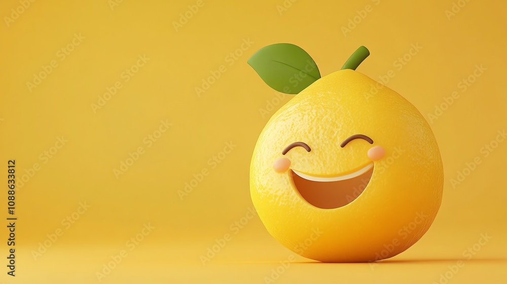 A cartoon orange with a happy face. A cartoon orange with a happy face.