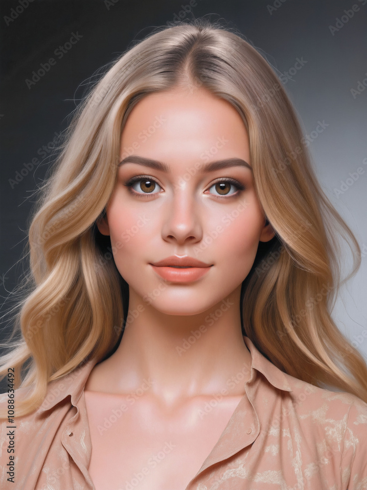 Portrait of a Young Woman with Long Blonde Hair Portrait of a Young Woman with Long Blonde Hair