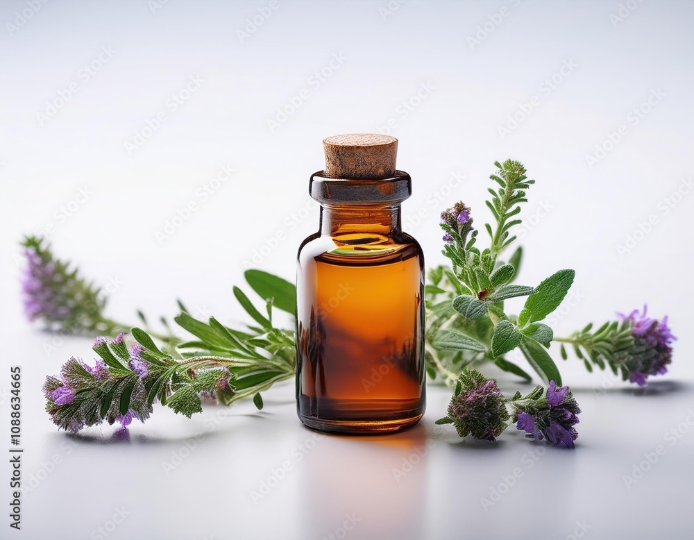 herbal tincture in a small bottle on white background herbal tincture in a small bottle on white background