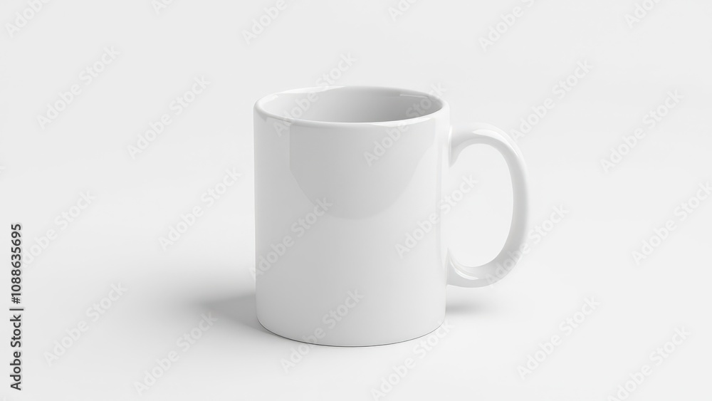 A professional white mug mockup highlighting its classic design and glossy surface, perfect for logos. A professional white mug mockup highlighting its classic design and glossy surface, perfect for logos.