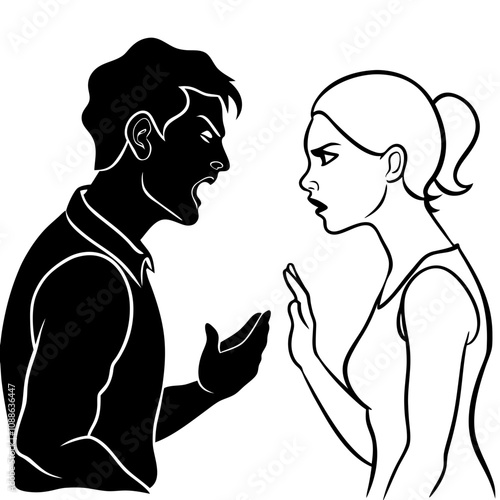 arguing couple silhouette-