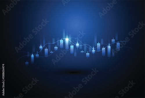 Business candle stick graph chart of stock market investment trading on white background design. Bullish point, Trend of graph. Vector illustration