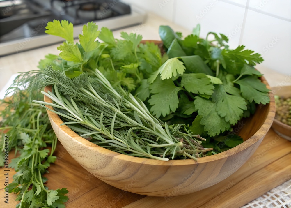 Mix of fresh herbs coriander, rosemary, thyme, dill, parsley. Mix of fresh herbs coriander, rosemary, thyme, dill, parsley.