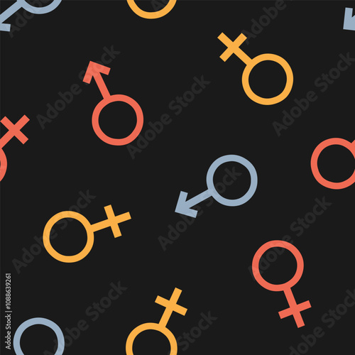 Seamless pattern with colorful gender symbols