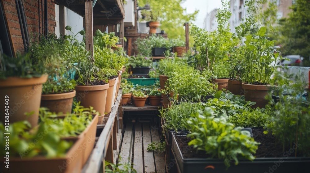 Naklejka premium Urban farming is transforming the way cities grow food, making them more self-sufficient and sustainable.