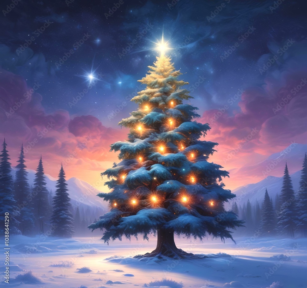 Illustration of Christmas tree with decoration. Illustration of Christmas tree with decoration.