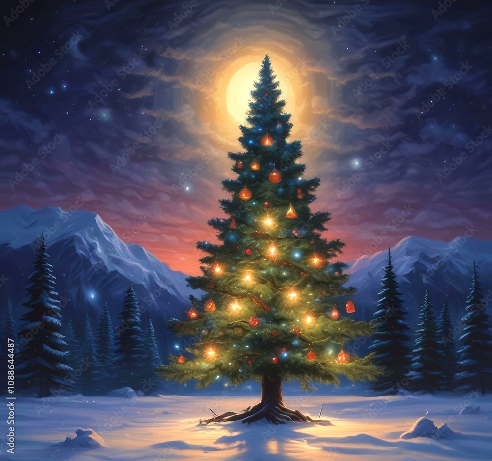 Illustration of Christmas tree with decoration. Illustration of Christmas tree with decoration.