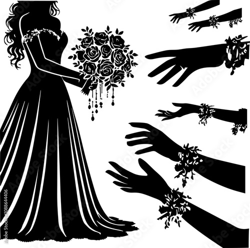 black silhouette of wedding ceremony