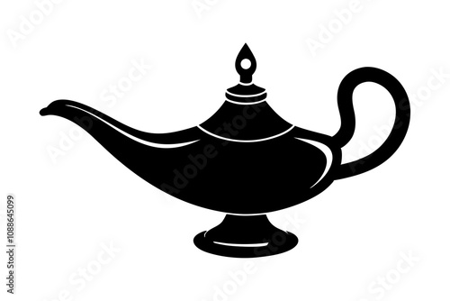 Ancient Oil Lamp | isolated silhouette vector illustration on white background