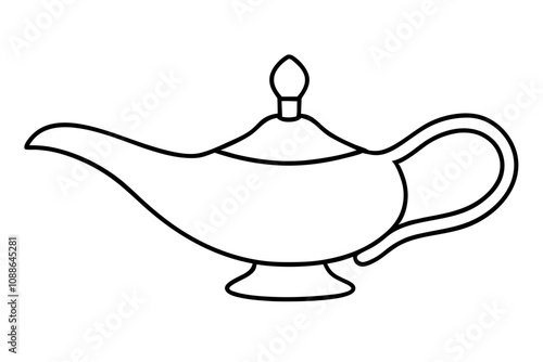 Ancient Oil Lamp | isolated silhouette vector illustration on white background