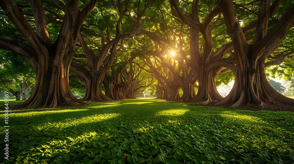 Fototapeta premium Maintenance of trees through cutting, watering, fertilizing, and health inspection 
