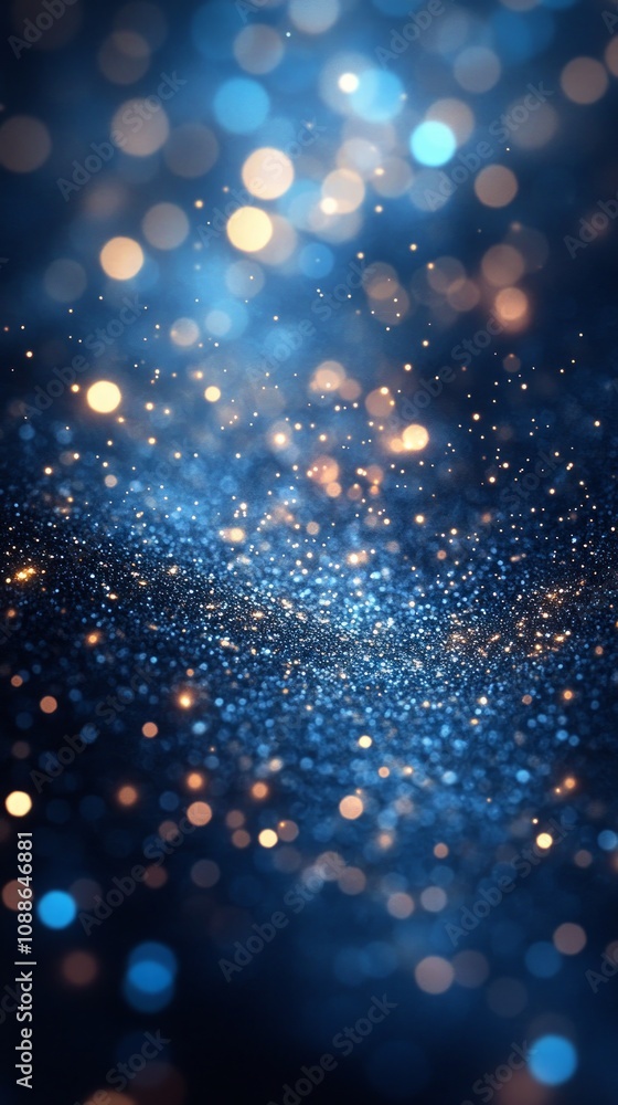 Obraz premium Silver cold blue bokeh background glittering with festive lights, perfect for celebrations and special occasions