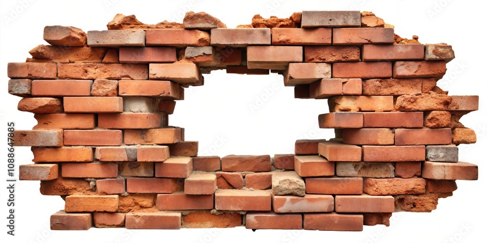 Fototapeta premium Detailed Grunge Brick Wall Frame Border - Stylish Background for Graphic Design, Posters Backdrops, and Creative Project with Copy space, Isolated on a White Background