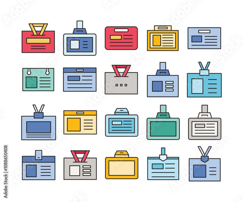 business id card badge icons set